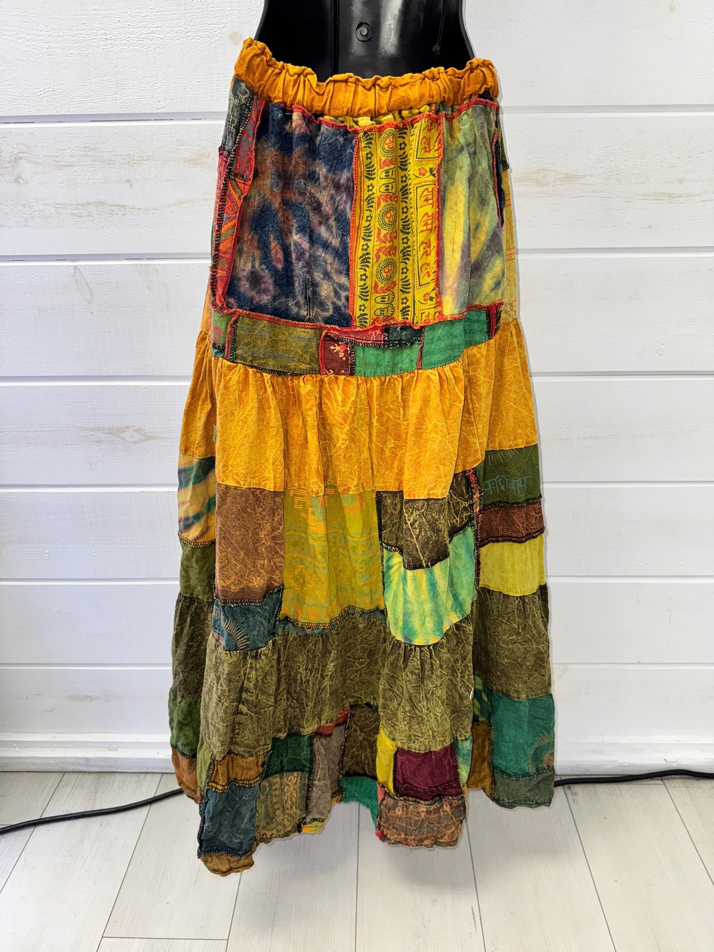 Yellow Patchwork Maxi Skirt