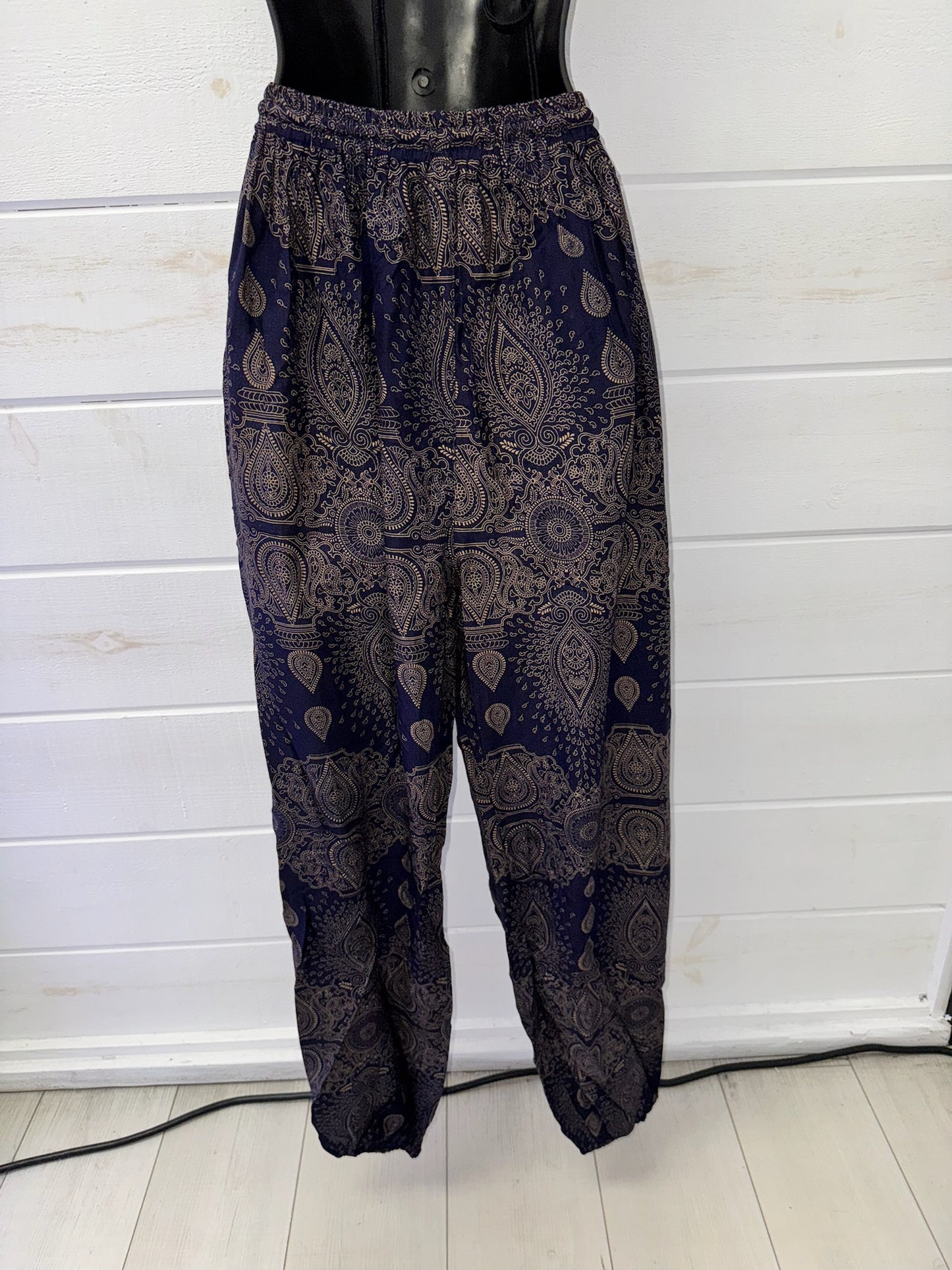 Indigo Paisley Rayon Harem Pants