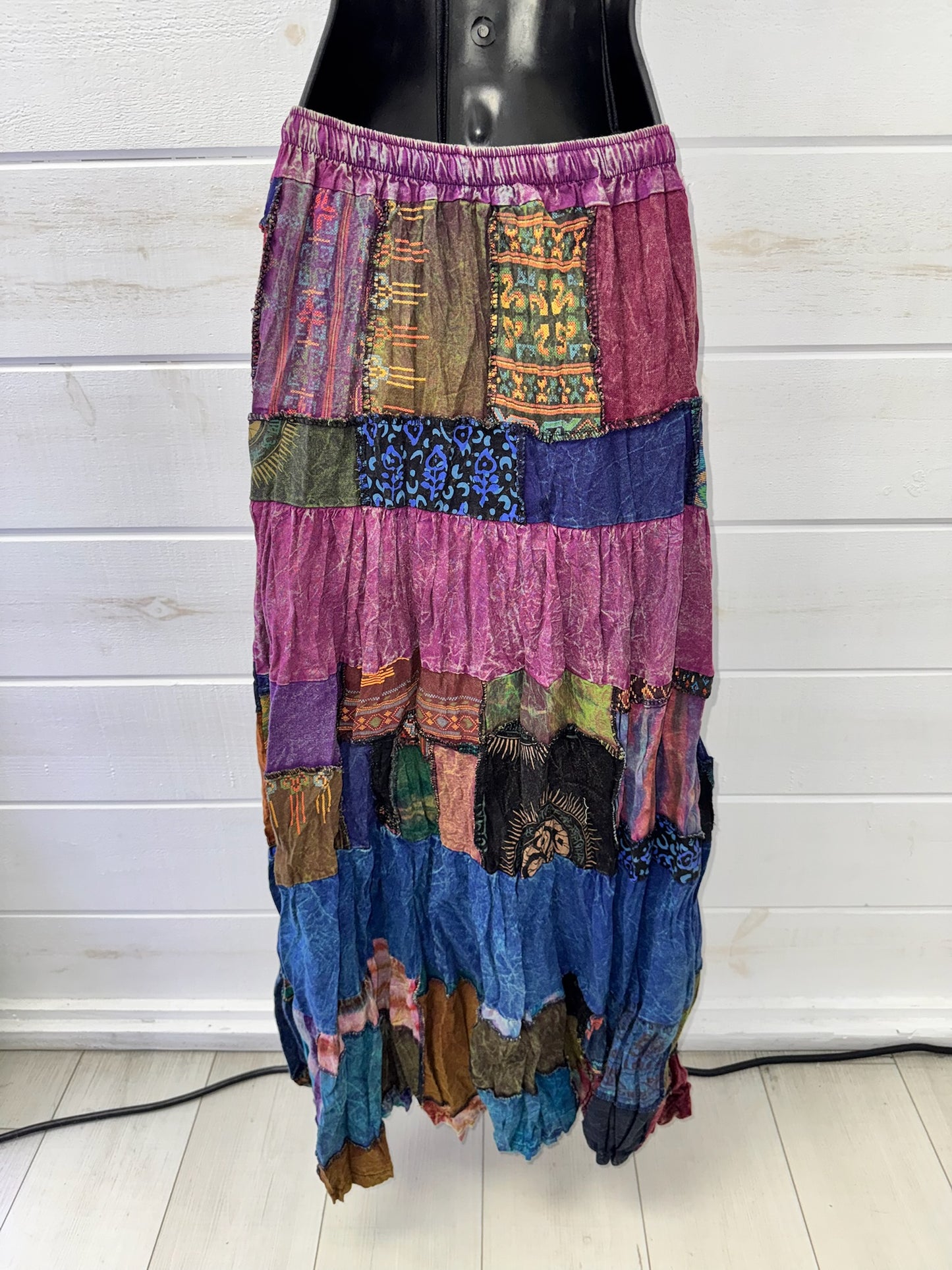 Purple Patchwork Maxi Skirt