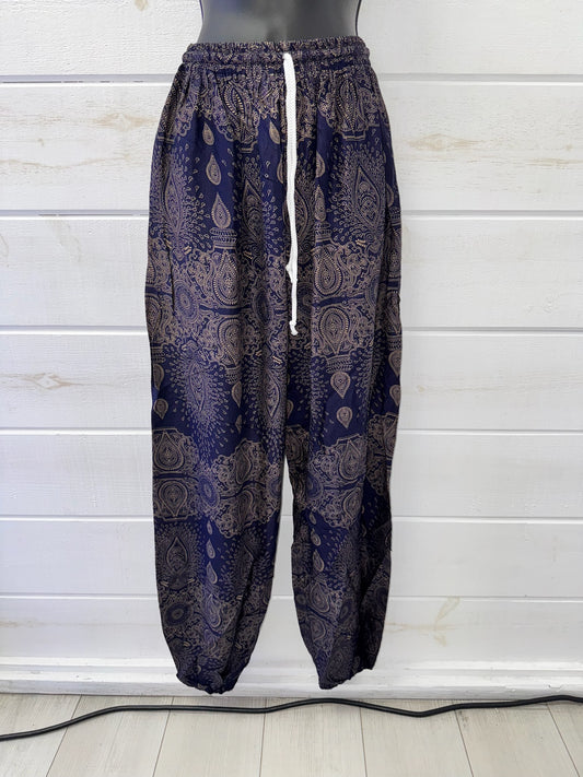 Indigo Paisley Rayon Harem Pants