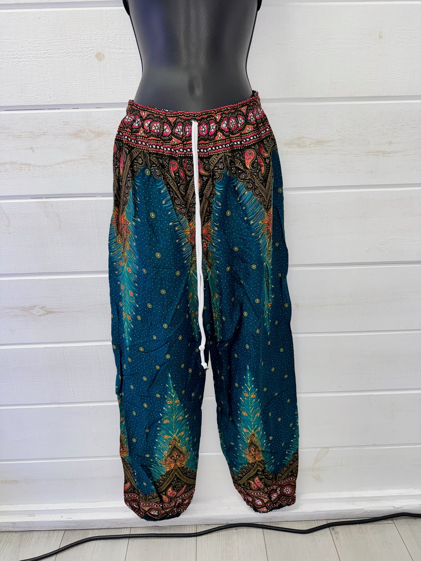 Teal Horizon Rayon Harem Pants