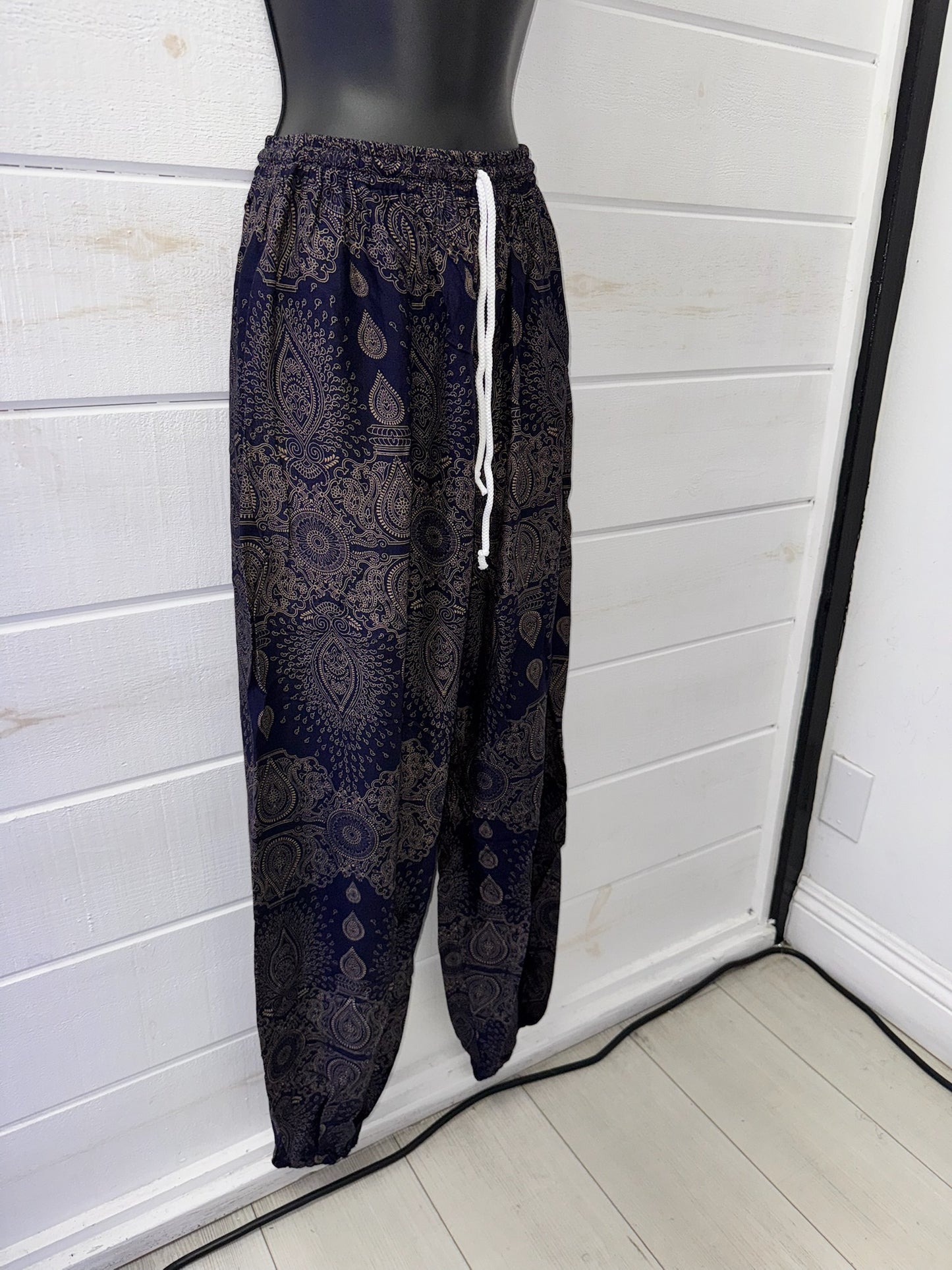 Indigo Paisley Rayon Harem Pants