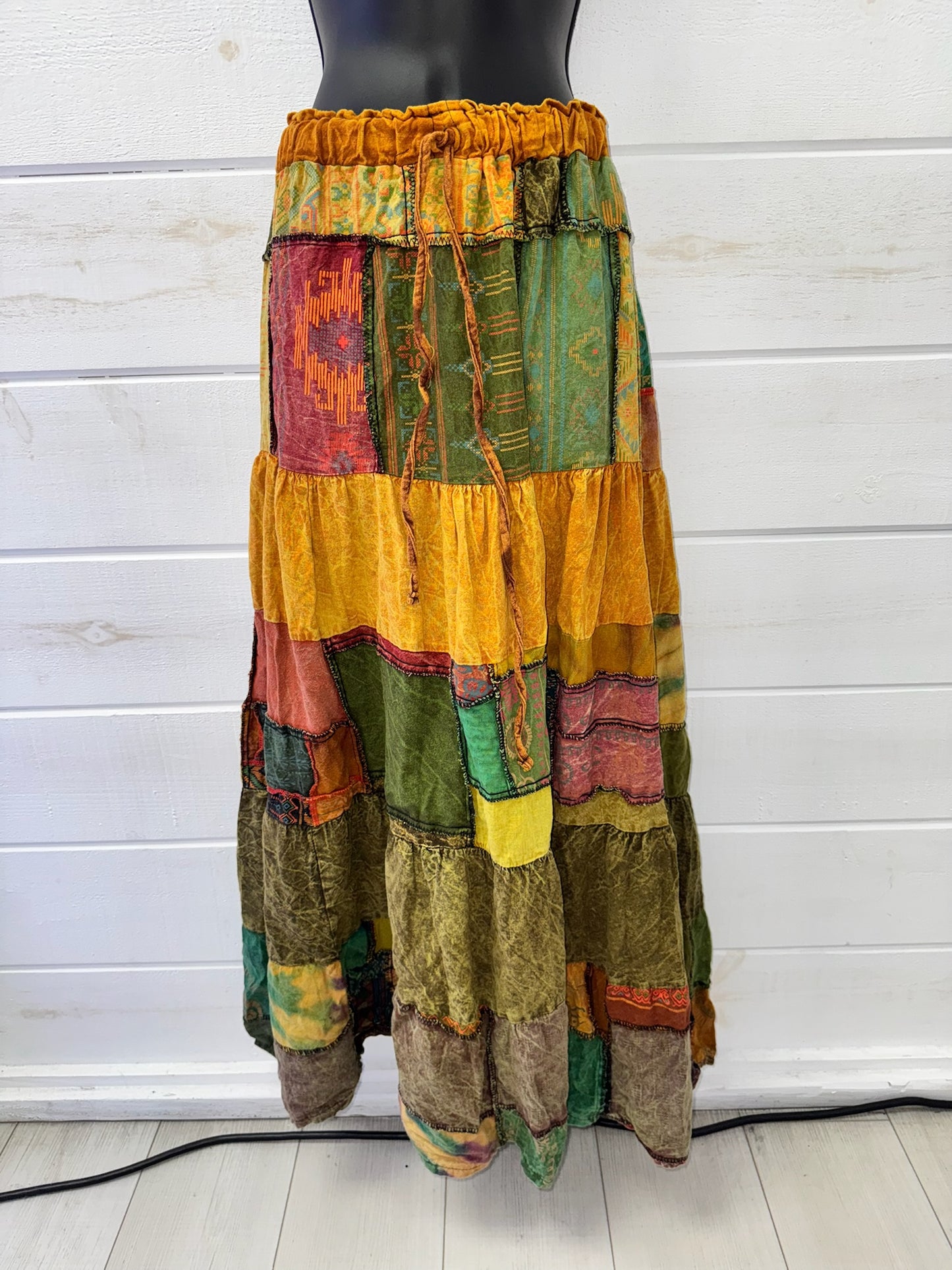 Yellow Patchwork Maxi Skirt