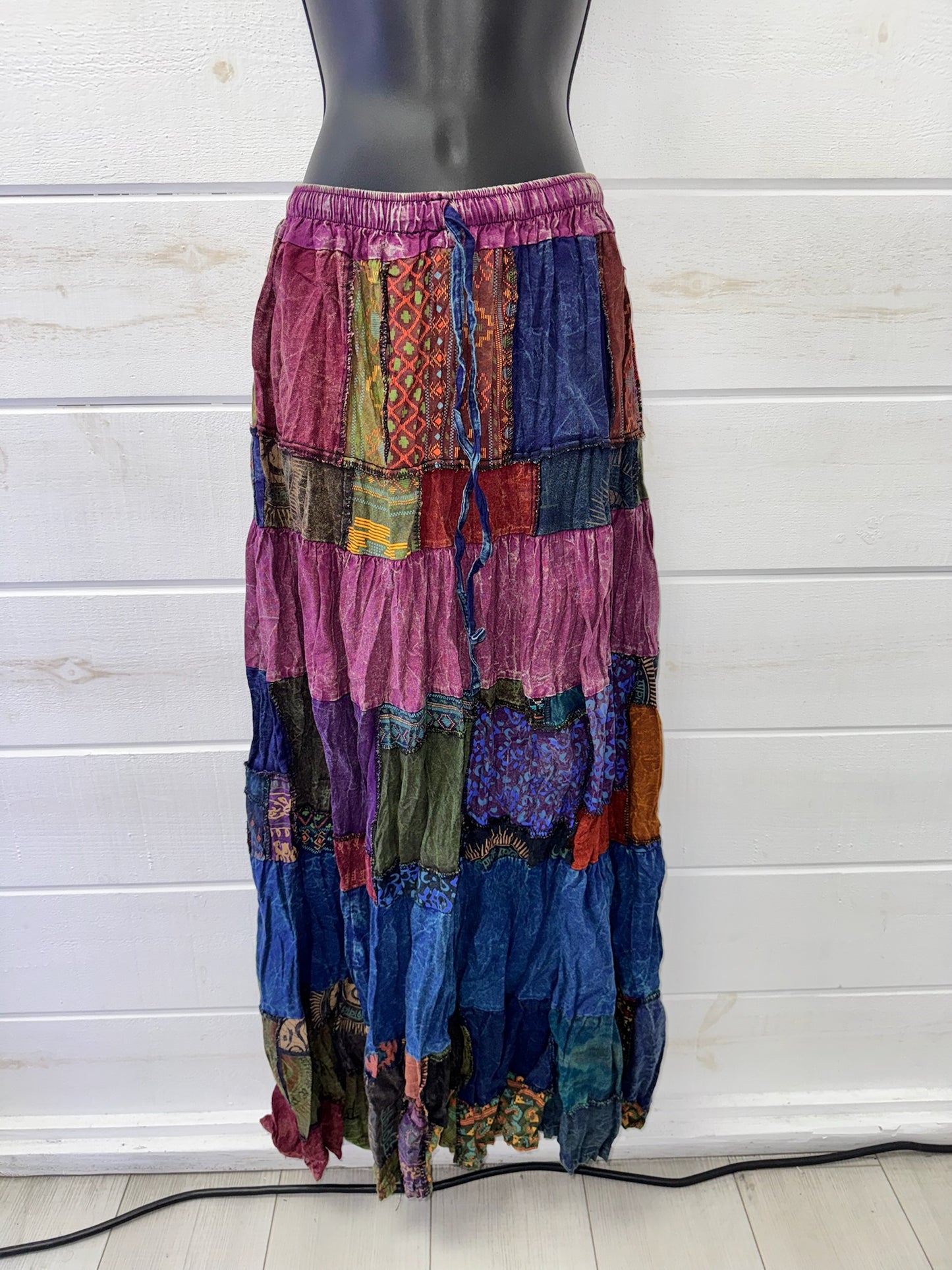 Purple Patchwork Maxi Skirt