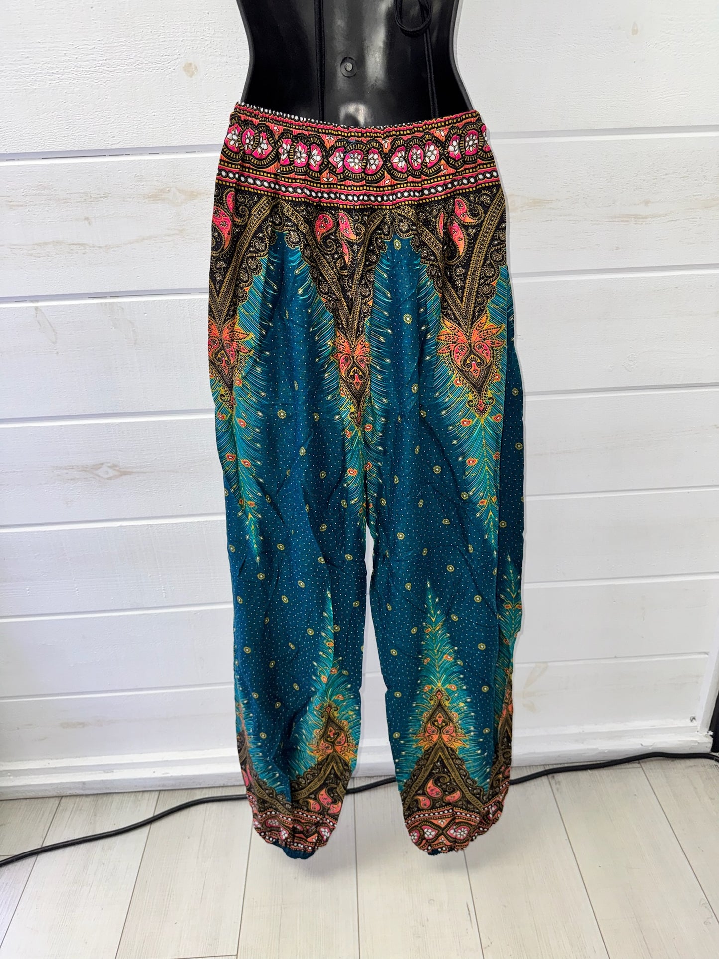 Teal Horizon Rayon Harem Pants