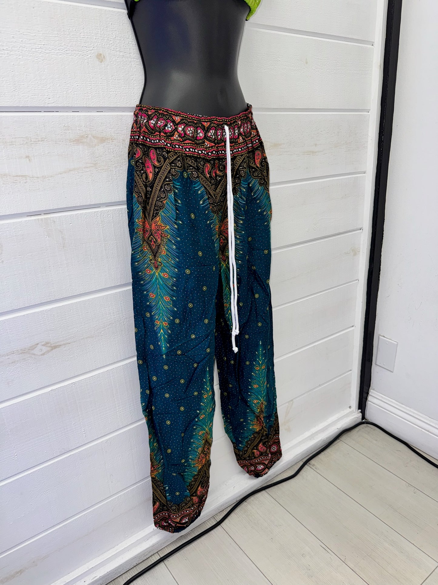 Teal Horizon Rayon Harem Pants
