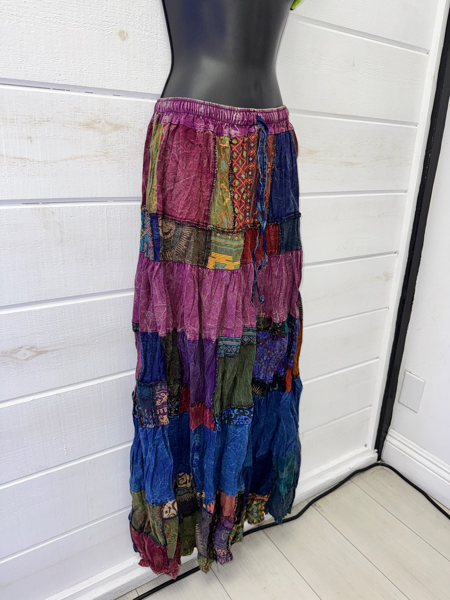 Purple Patchwork Maxi Skirt