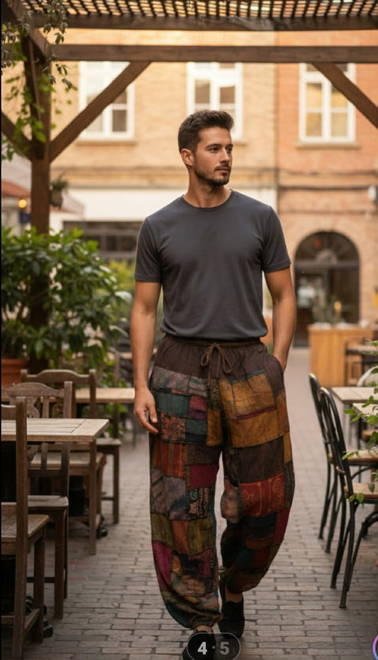 Earth-tone Patchwork Pants