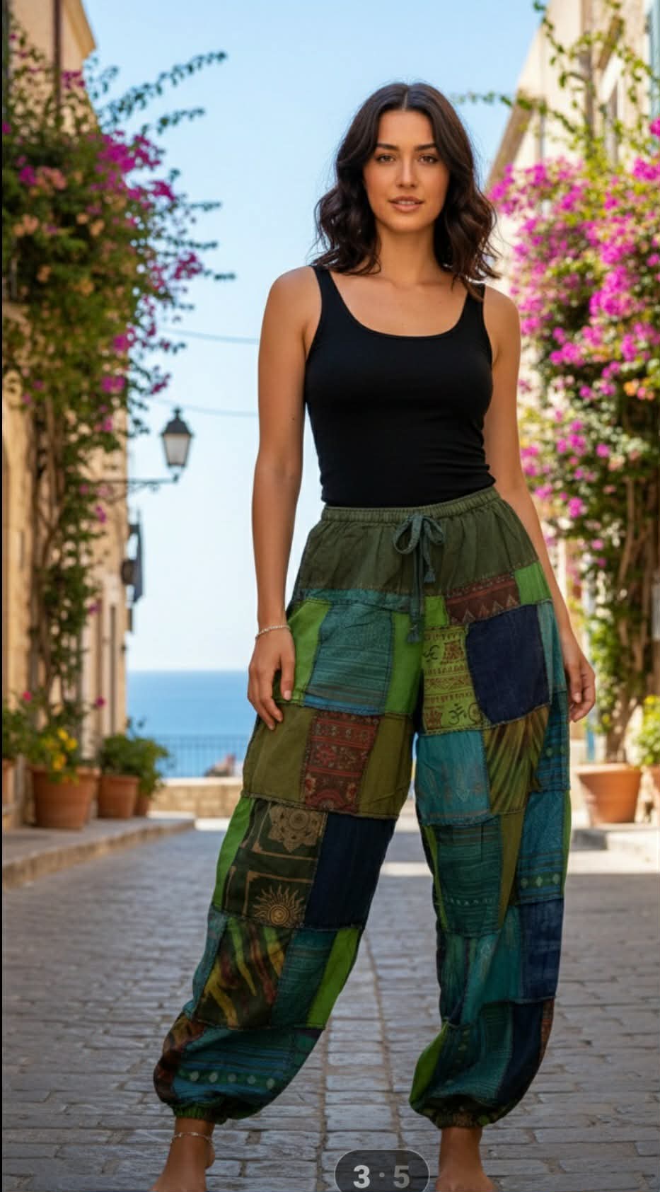 Green Patchwork Pants